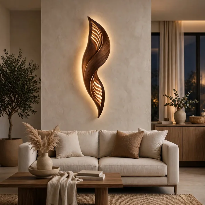 Sculptural Leaf Wall Sconce Modern Decorative Ambient Light photo 1