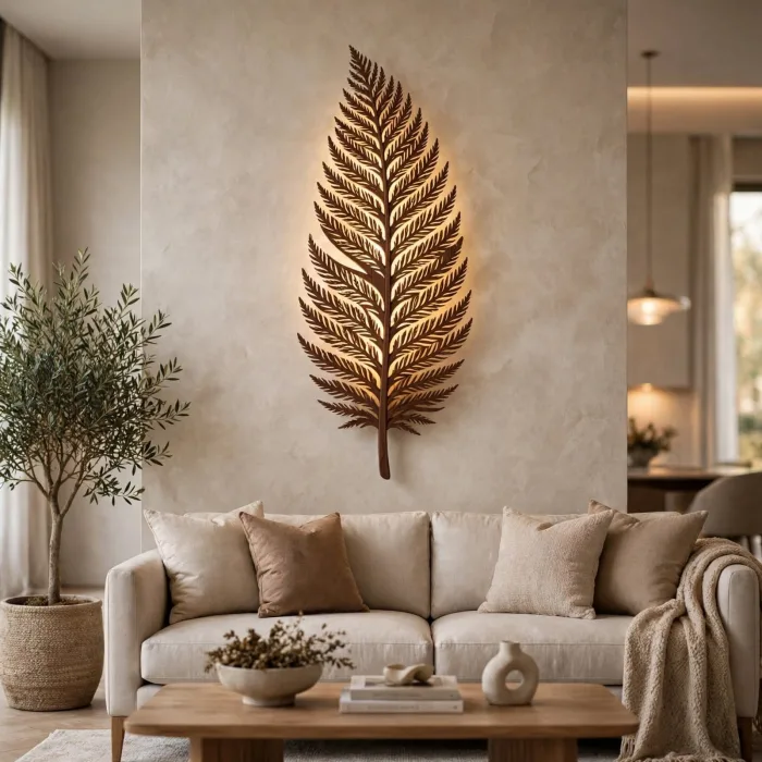 Fern Leaf Wall Art Light Minimalist Nature Decor photo 1