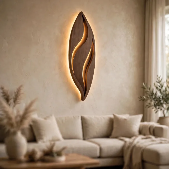Modern Leaf Wall Light Sculpture Ambient Home Decor photo 1