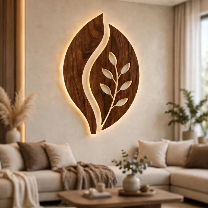 Modern Leaf Wall Art Lighted Minimalist Home Decor photo 1