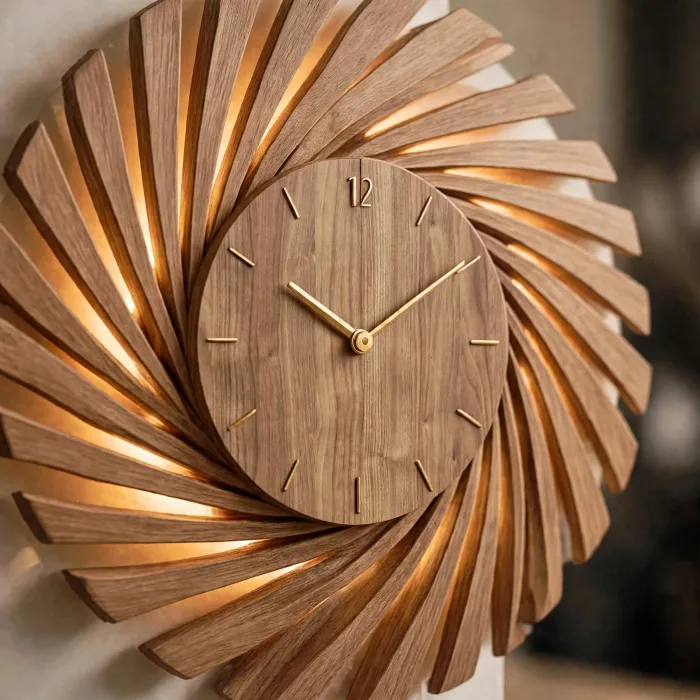 Large Modern Wall Clock With Light Decor photo 9