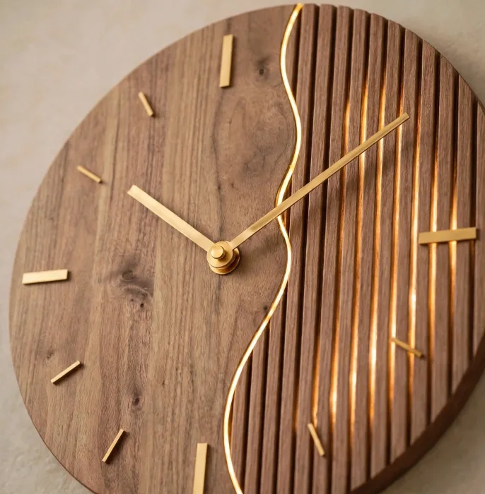 Large Minimalist Wall Clock With Warm Light photo 9