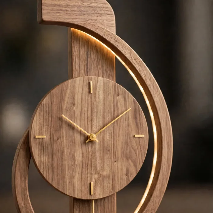 Minimalist Large Wall Clock with Light Pendulum photo 9