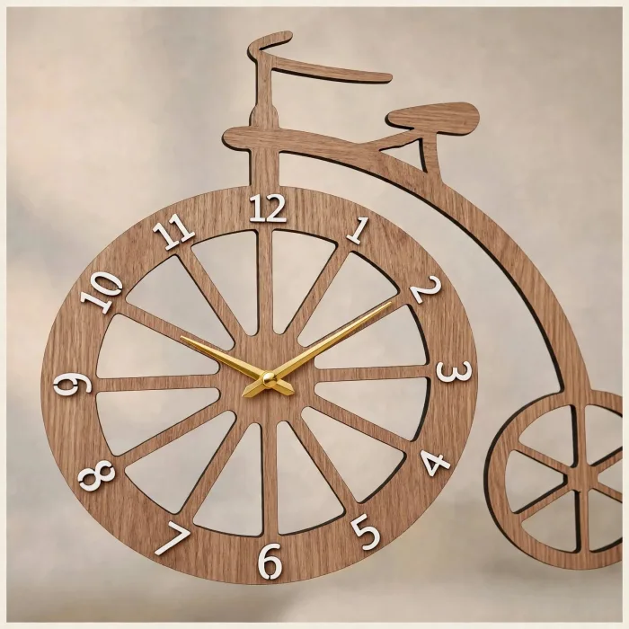 Unique Bicycle Wall Clock Large Modern Home Decor photo 9