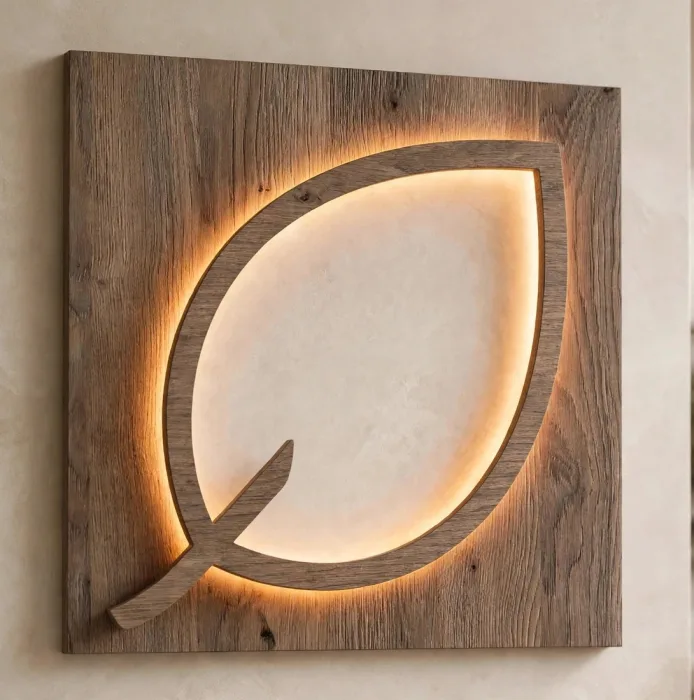 Large Illuminated Leaf Wall Art Modern Home Decor photo 9