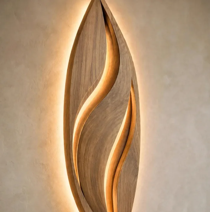 Modern Leaf Wall Light Sculpture Ambient Home Decor photo 9