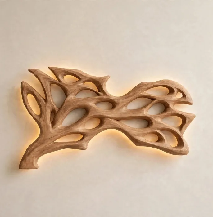 Large Illuminated Abstract Wall Sculpture Modern Decor photo 9