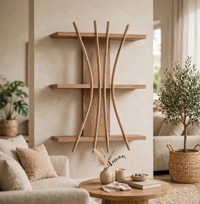 Minimalist Floating Wall Shelf Modern Decor Art photo 9
