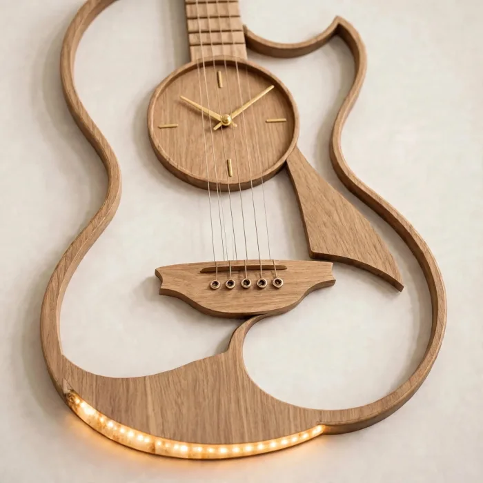 Large Guitar Shaped Wall Clock Music Lovers Gift photo 9