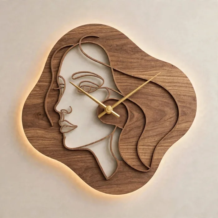 Abstract Face Wall Clock Modern Aesthetic Home Decor photo 10