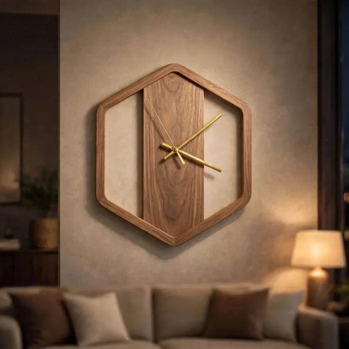 Modern Large Hexagon Wall Clock For Living Room photo 10