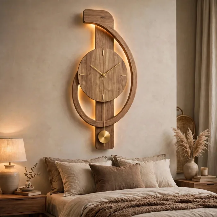 Minimalist Large Wall Clock with Light Pendulum photo 10