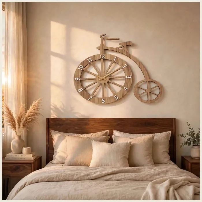 Unique Bicycle Wall Clock Large Modern Home Decor photo 10