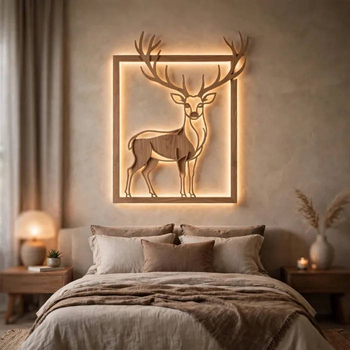 Modern Wooden Deer LED Wall Art Decoration Light photo 10