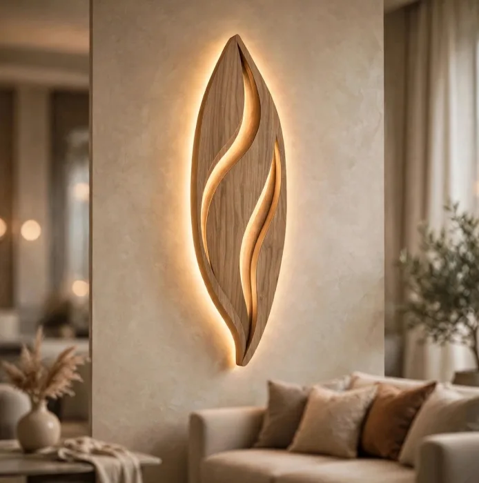 Modern Leaf Wall Light Sculpture Ambient Home Decor photo 10