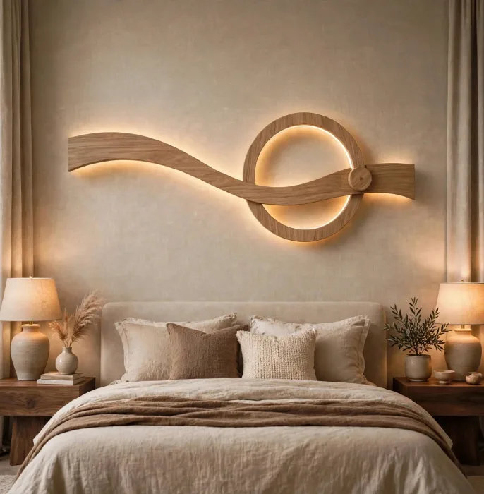 Minimalist LED Wall Sculpture Modern Bedroom Decor Light photo 10