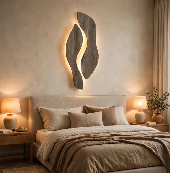 Modern Leaf Wall Sconce Sculptural Living Room Light photo 10