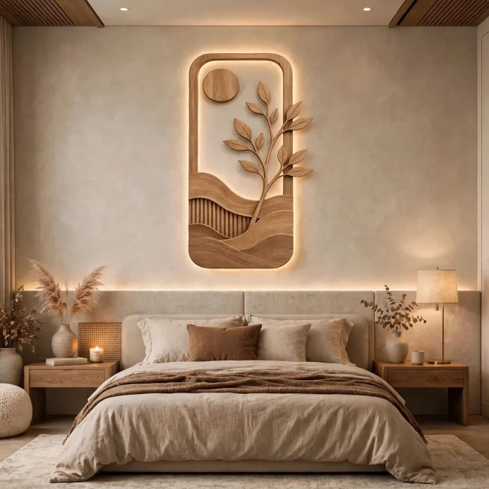 Japandi Backlit Wall Art Minimalist Nature Home Decor photo 10