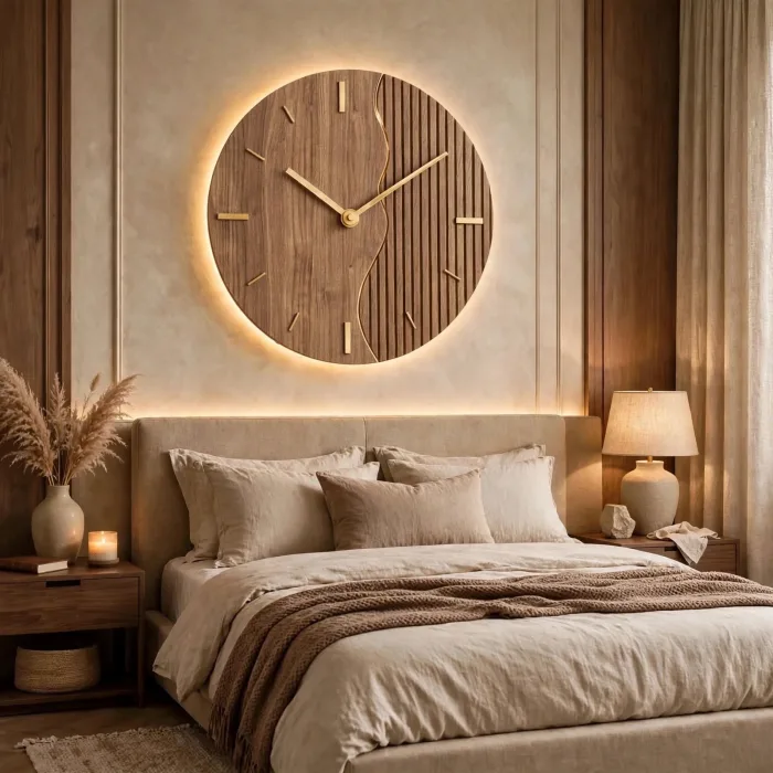 Large Minimalist Wall Clock With Warm Light photo 11