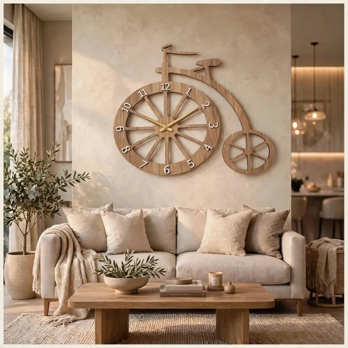 Unique Bicycle Wall Clock Large Modern Home Decor photo 11