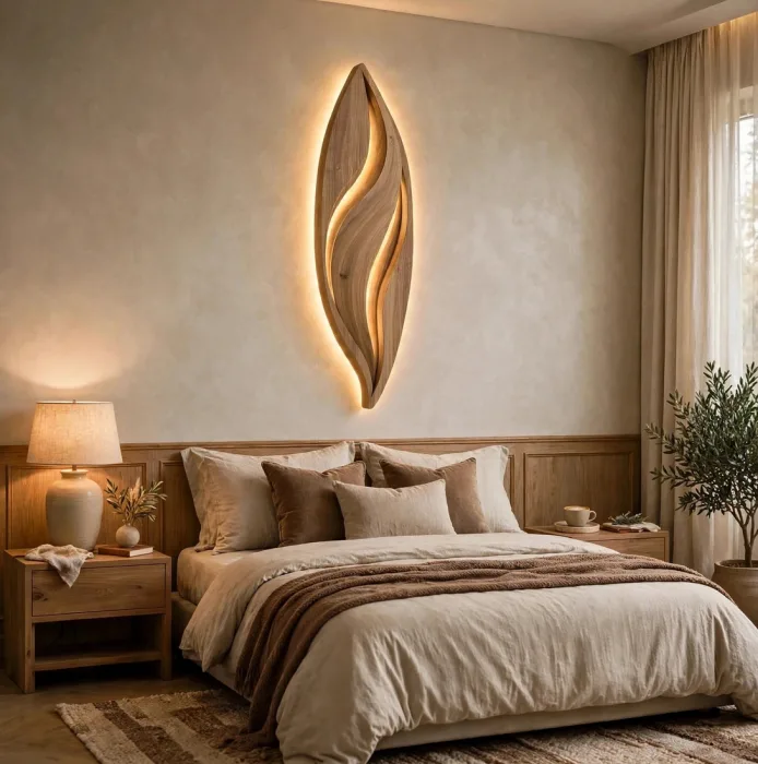 Modern Leaf Wall Light Sculpture Ambient Home Decor photo 11