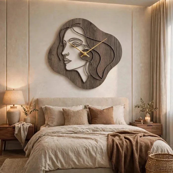 Abstract Face Wall Clock Modern Aesthetic Home Decor photo 12