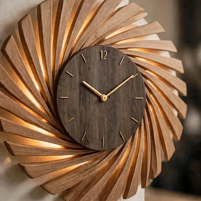 Large Modern Wall Clock With Light Decor photo 12