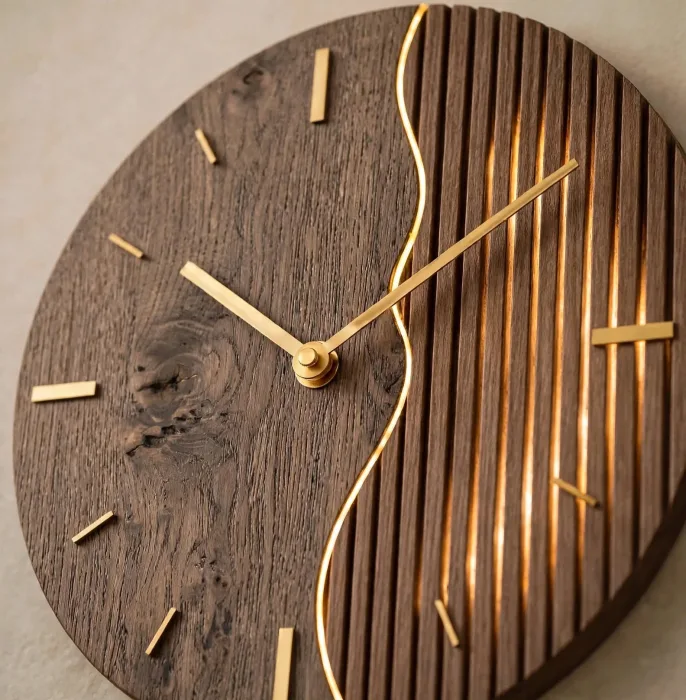 Large Minimalist Wall Clock With Warm Light photo 12