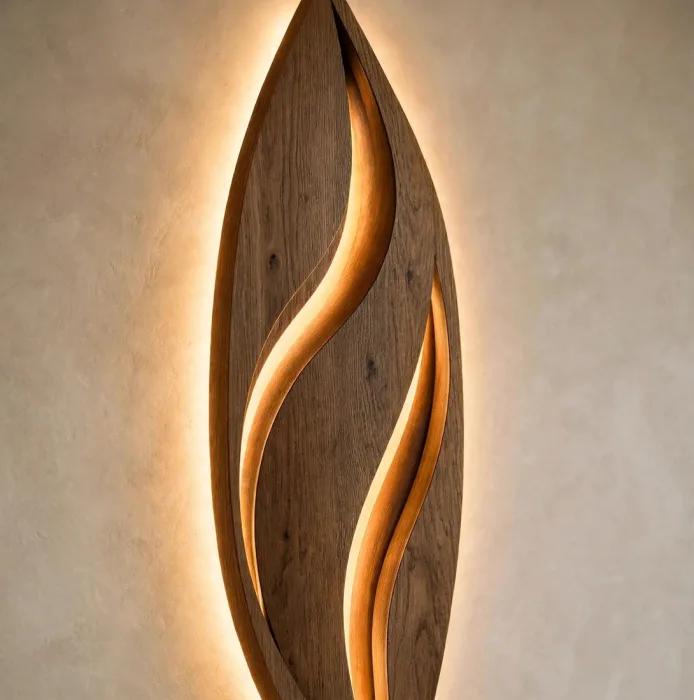 Modern Leaf Wall Light Sculpture Ambient Home Decor photo 12