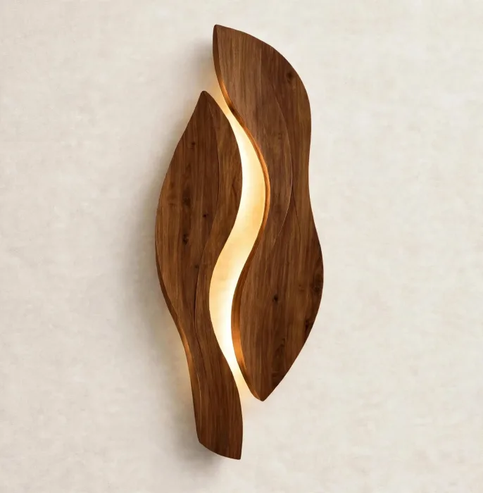Modern Leaf Wall Sconce Sculptural Living Room Light photo 12