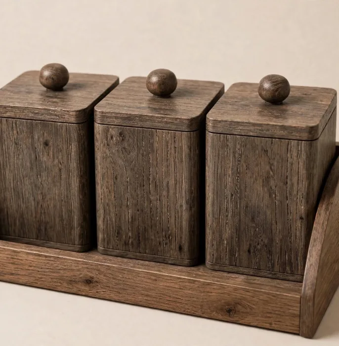Wooden Dressing Table Organizer 6 Lidded Jewelry Boxes photo 12