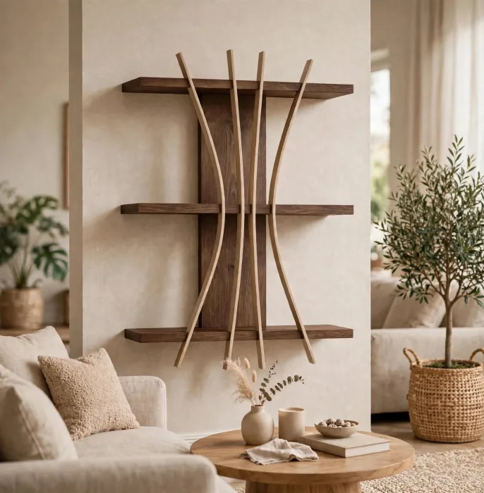 Minimalist Floating Wall Shelf Modern Decor Art photo 12