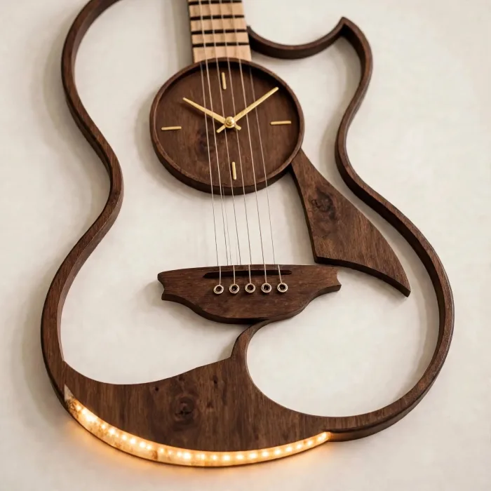Large Guitar Shaped Wall Clock Music Lovers Gift photo 12