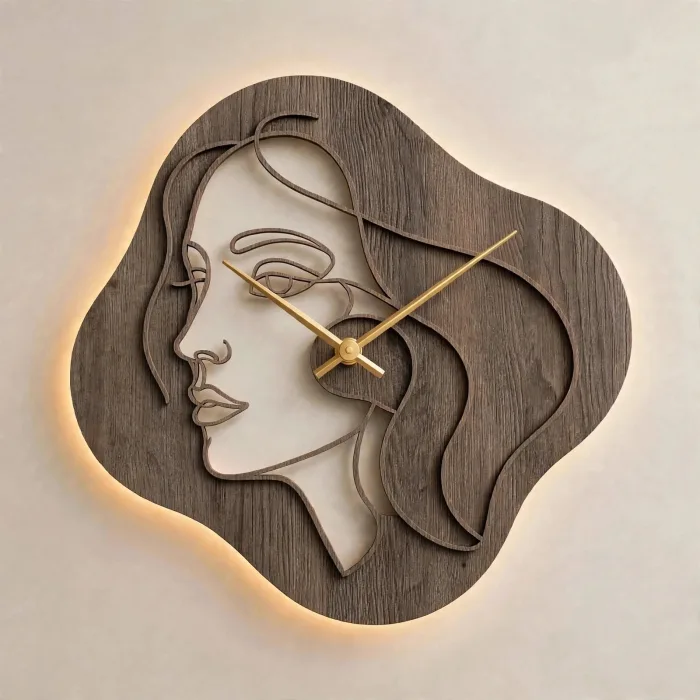 Abstract Face Wall Clock Modern Aesthetic Home Decor photo 13