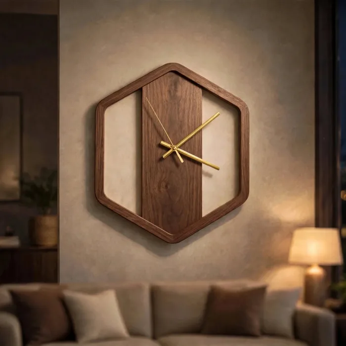 Modern Large Hexagon Wall Clock For Living Room photo 13
