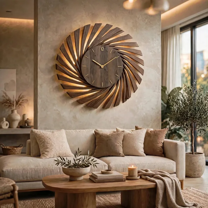 Large Modern Wall Clock With Light Decor photo 13