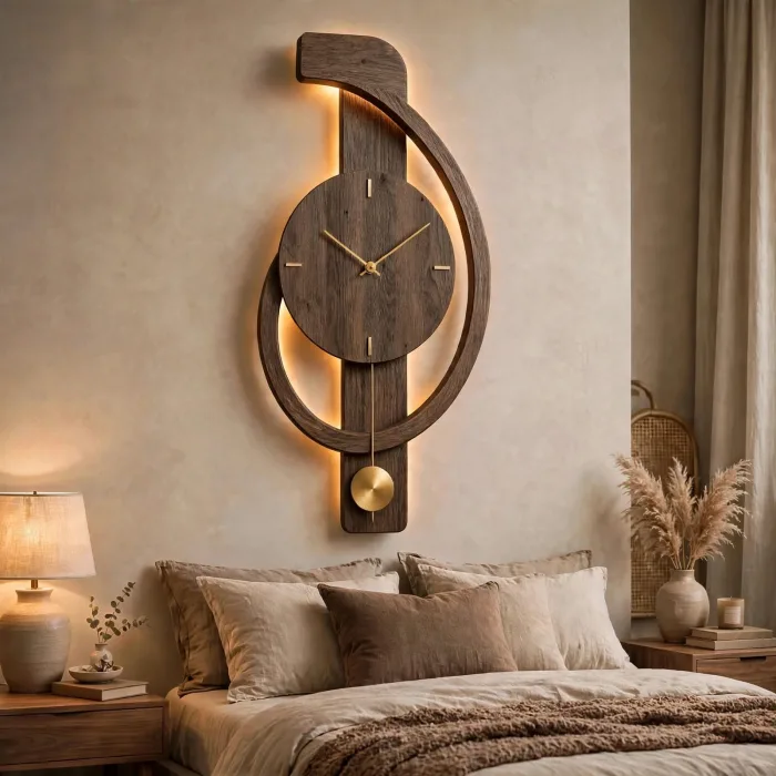 Minimalist Large Wall Clock with Light Pendulum photo 13