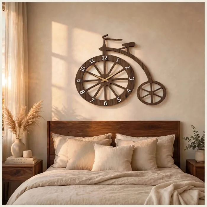 Unique Bicycle Wall Clock Large Modern Home Decor photo 13