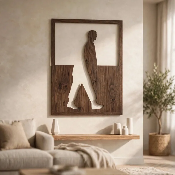 Minimalist Walking Man Illuminated Silhouette Wall Art Decor photo 13