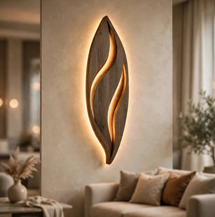 Modern Leaf Wall Light Sculpture Ambient Home Decor photo 13