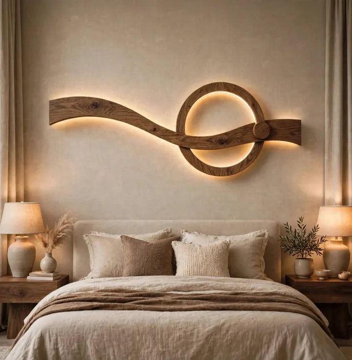 Minimalist LED Wall Sculpture Modern Bedroom Decor Light photo 13