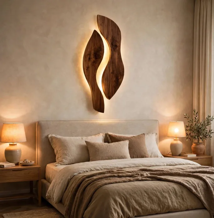 Modern Leaf Wall Sconce Sculptural Living Room Light photo 13