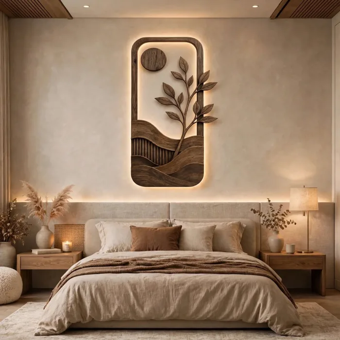 Japandi Backlit Wall Art Minimalist Nature Home Decor photo 13
