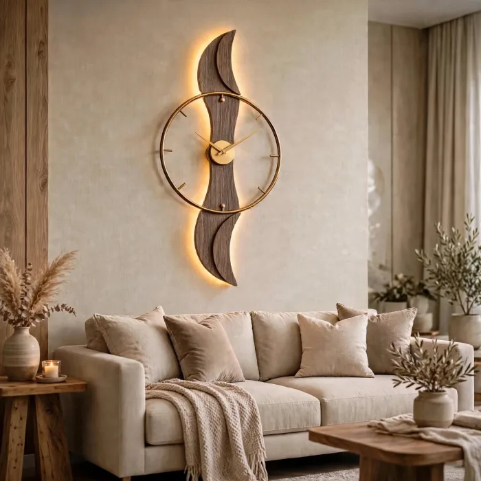 Large Modern Wavy Wall Clock Minimalist Living Room photo 14