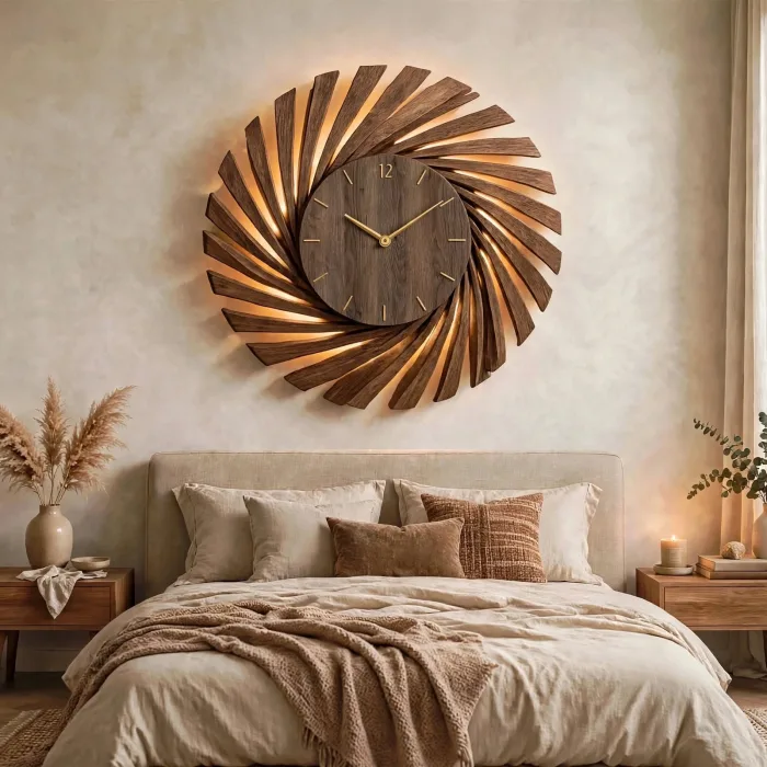 Large Modern Wall Clock With Light Decor photo 14