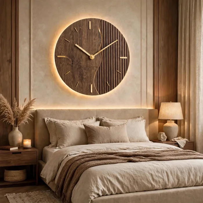 Large Minimalist Wall Clock With Warm Light photo 14