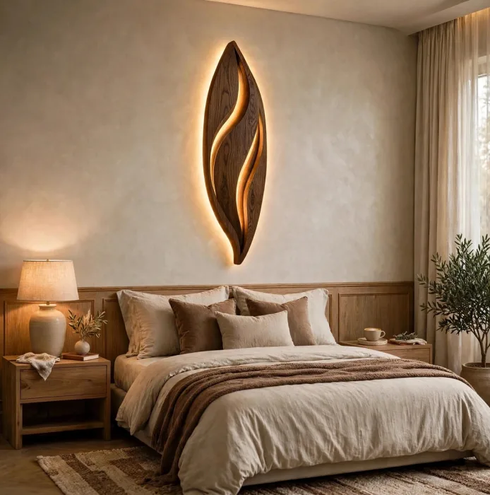 Modern Leaf Wall Light Sculpture Ambient Home Decor photo 14