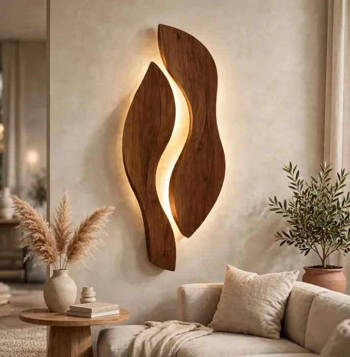 Modern Leaf Wall Sconce Sculptural Living Room Light photo 14
