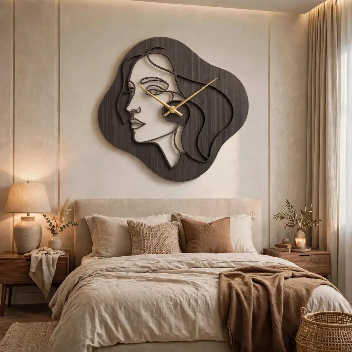 Abstract Face Wall Clock Modern Aesthetic Home Decor photo 15