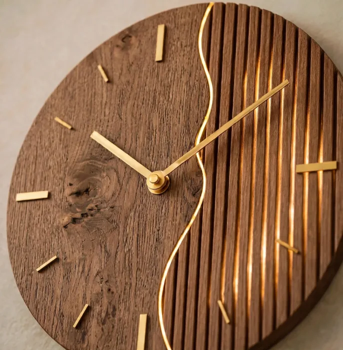 Large Minimalist Wall Clock With Warm Light photo 15